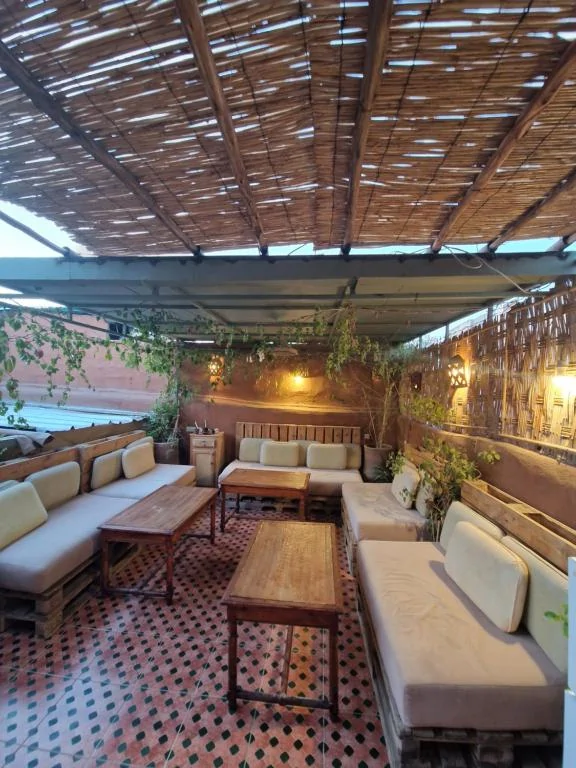 Rooftop terrace at Medina Oasis Hostel Marrakech