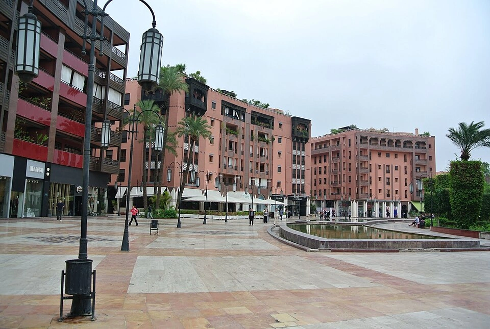 Gueliz neighborhood in Marrakech near Hôtel Racine